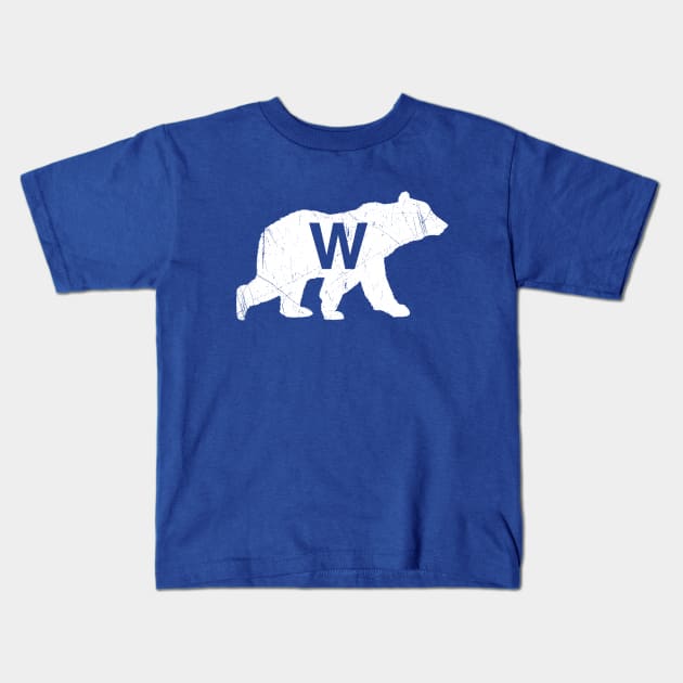 Vintage W Bear - Blue 1 Kids T-Shirt by KFig21